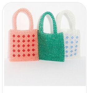 NEW FREE PEOPLE BEADED MINI TOTE PINK